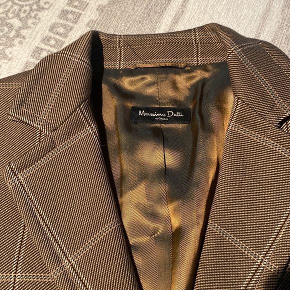 Massimo Dutti Wool Brown Plaid Blazer - Picture 3 of 16